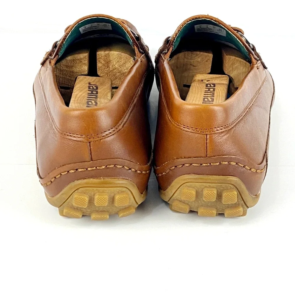 Clarks Collection Leather Driving Mocs Mens 9 M British Tan Loafers Slip On Fine